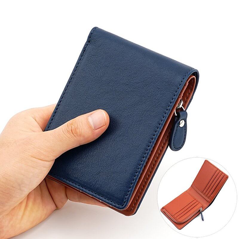 実用的 本革 メンズ 二つ折り財布 薄型・軽量 SK27
