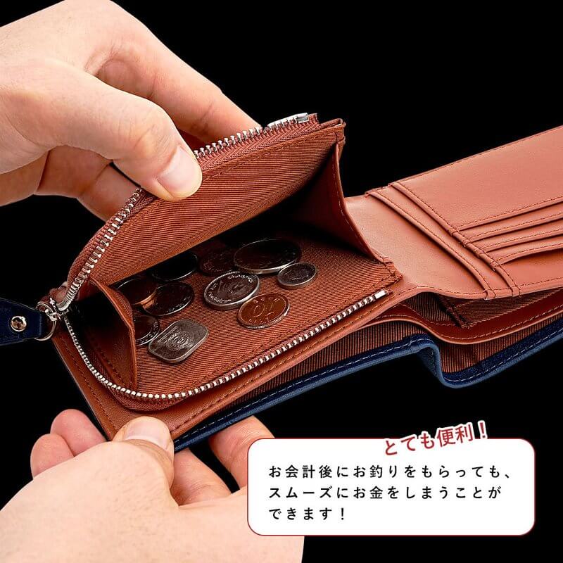 実用的 本革 メンズ 二つ折り財布 薄型・軽量 SK27