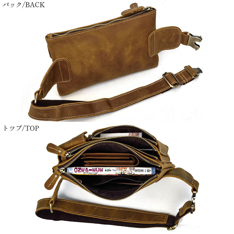 万能 本革 メンズ 3WAY ボディバッグ ウエスト・ショルダー兼用 SK30