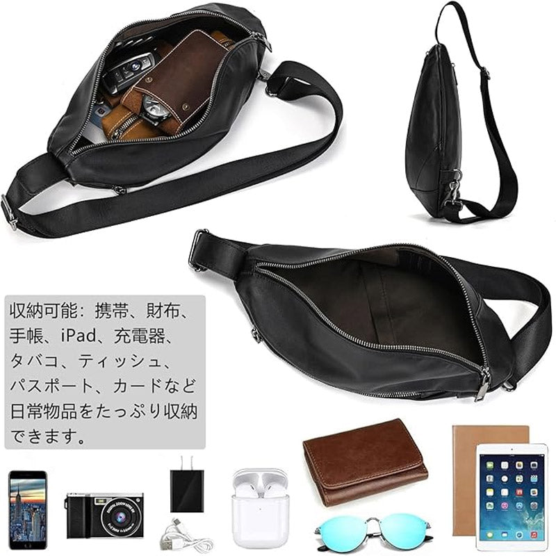 高機能 本革 メンズ ボディバッグ 防水・軽量・iPad収納 SK31