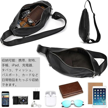 高機能 本革 メンズ ボディバッグ 防水・軽量・iPad収納 SK31